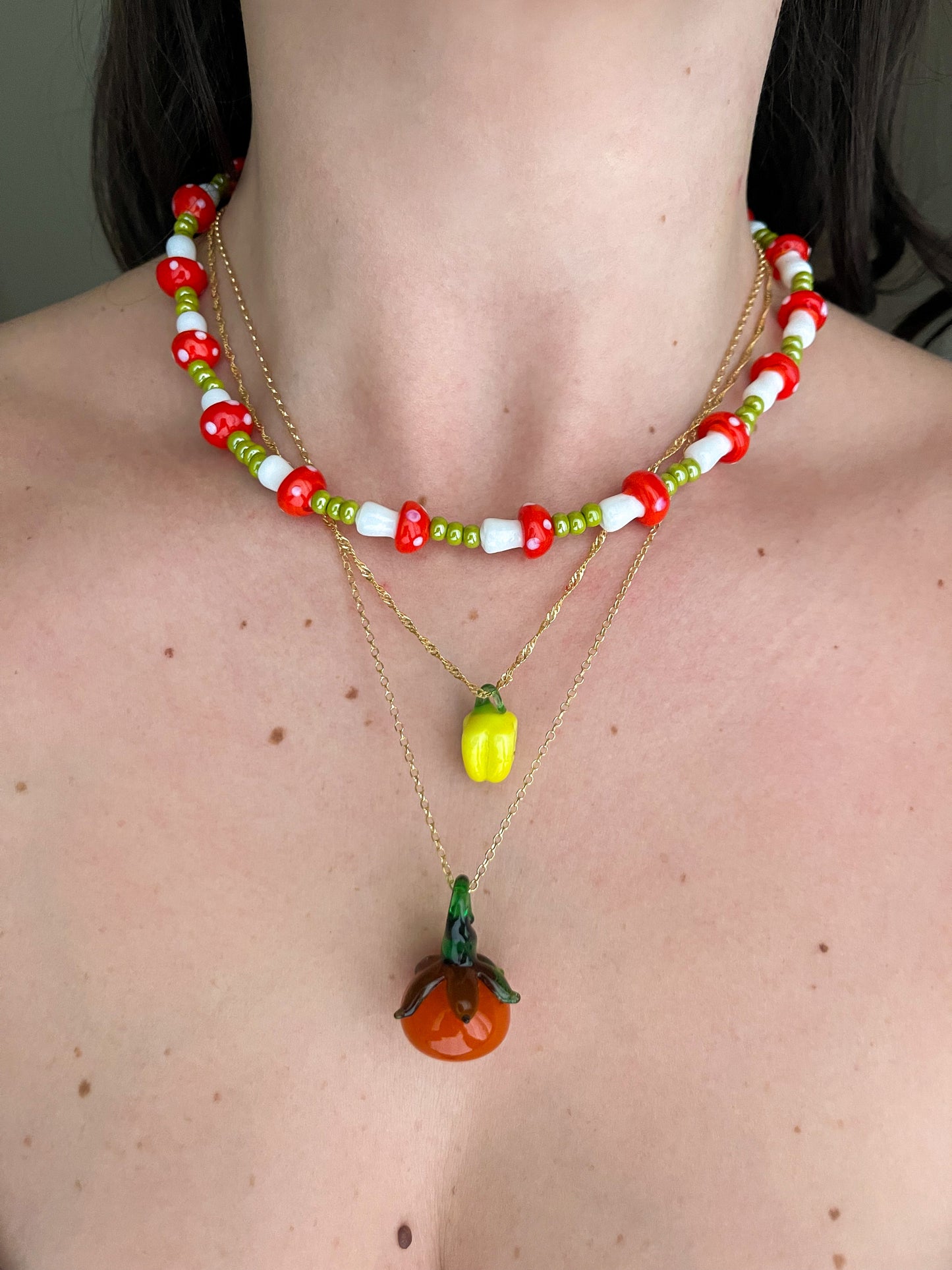 MUSHROOMS BEADED NECKLACE