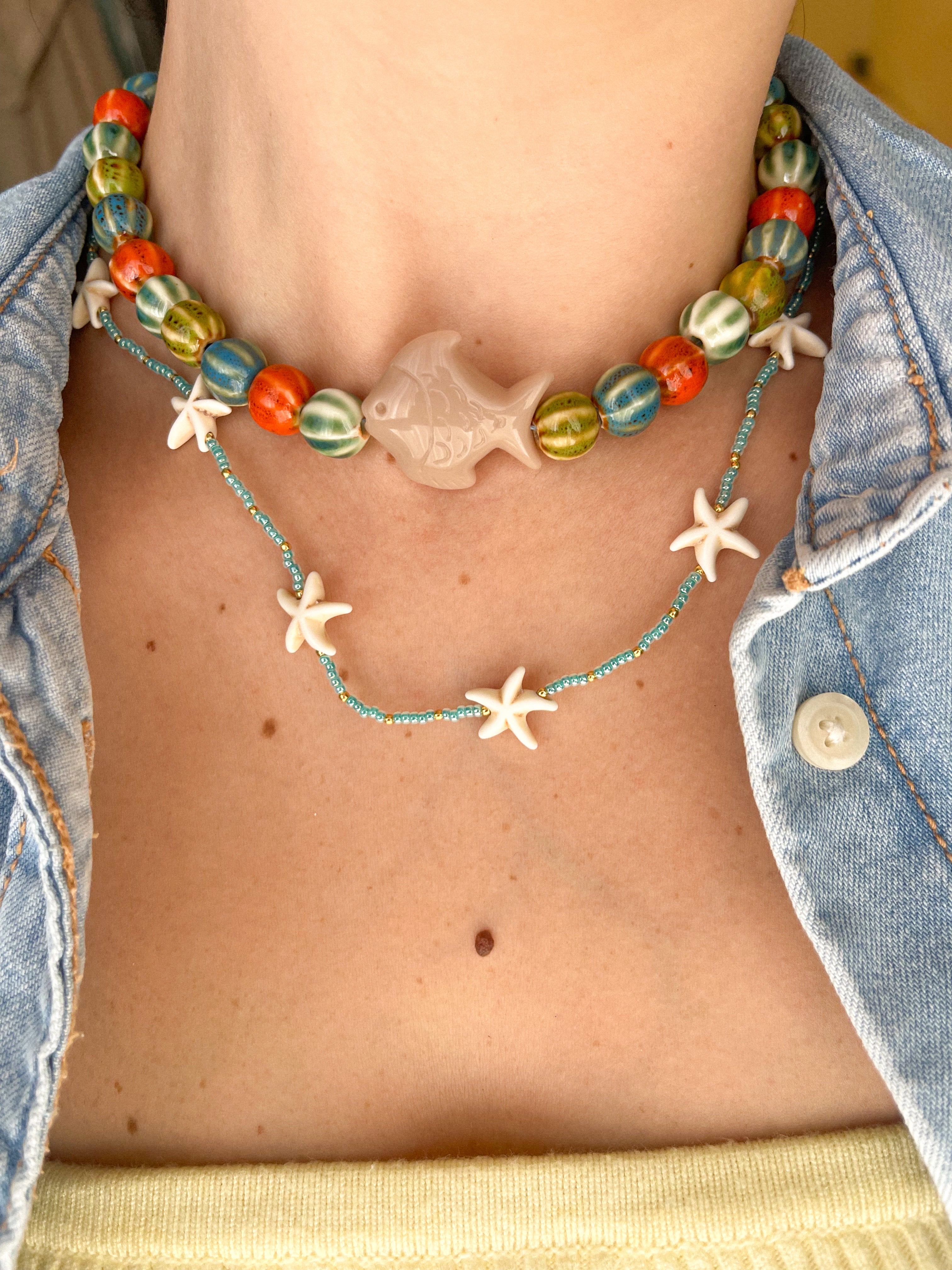FLOUNDER NECKLACE BEIGE