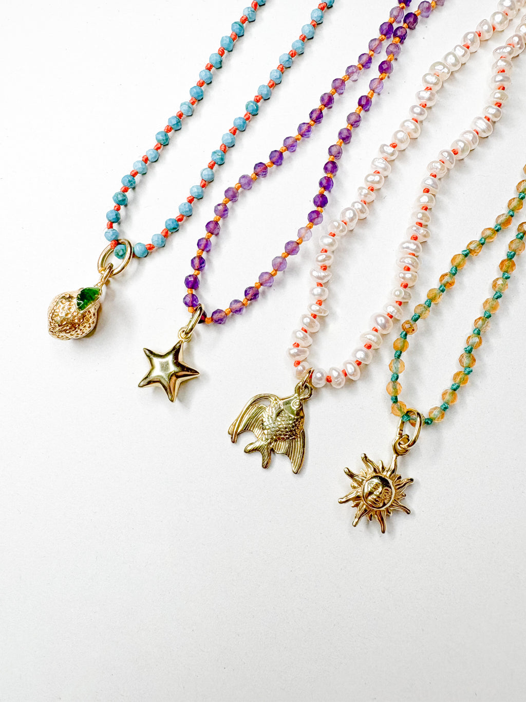 OLGA NECKLACE TURCHESE/FILO ARANCIO PRE-ORDINE