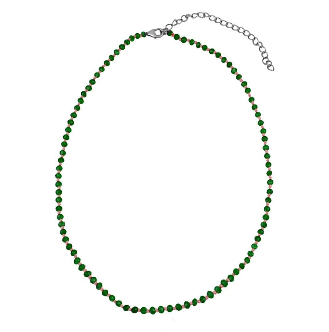 OLGA NECKLACE ONICE VERDE/FILO ROSA PRE-ORDINE