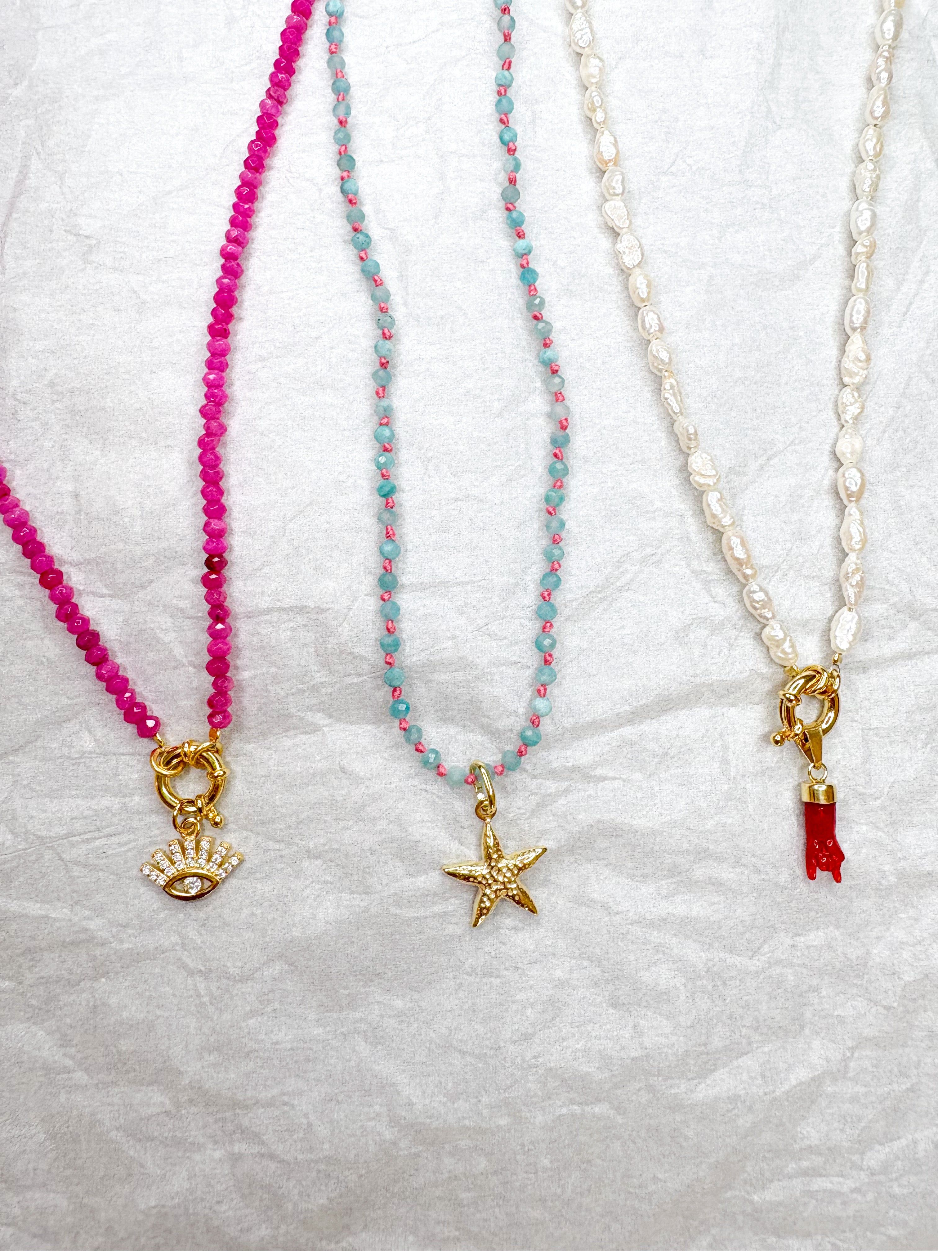 DOLLY NECKLACE CALCEDONIA FUCSIA PRE-ORDINE