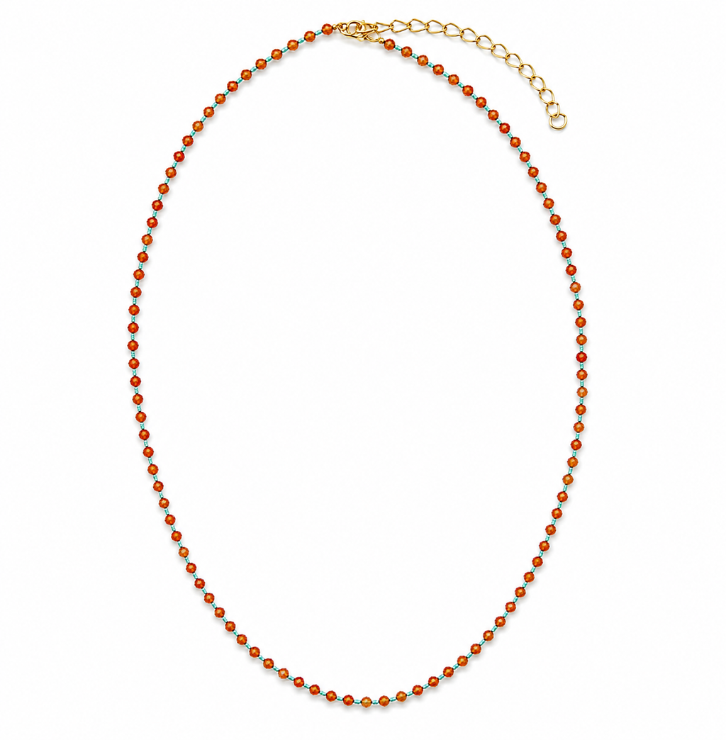 OLGA NECKLACE CORNIOLA/FILO ACQUAMARINA PRE-ORDINE