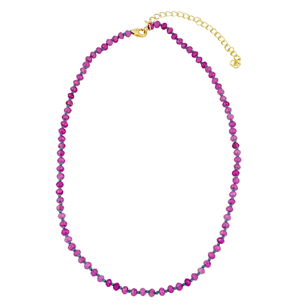 OLGA NECKLACE CALCEDONIA FUCSIA/FILO PETROLIO PRE-ORDINE