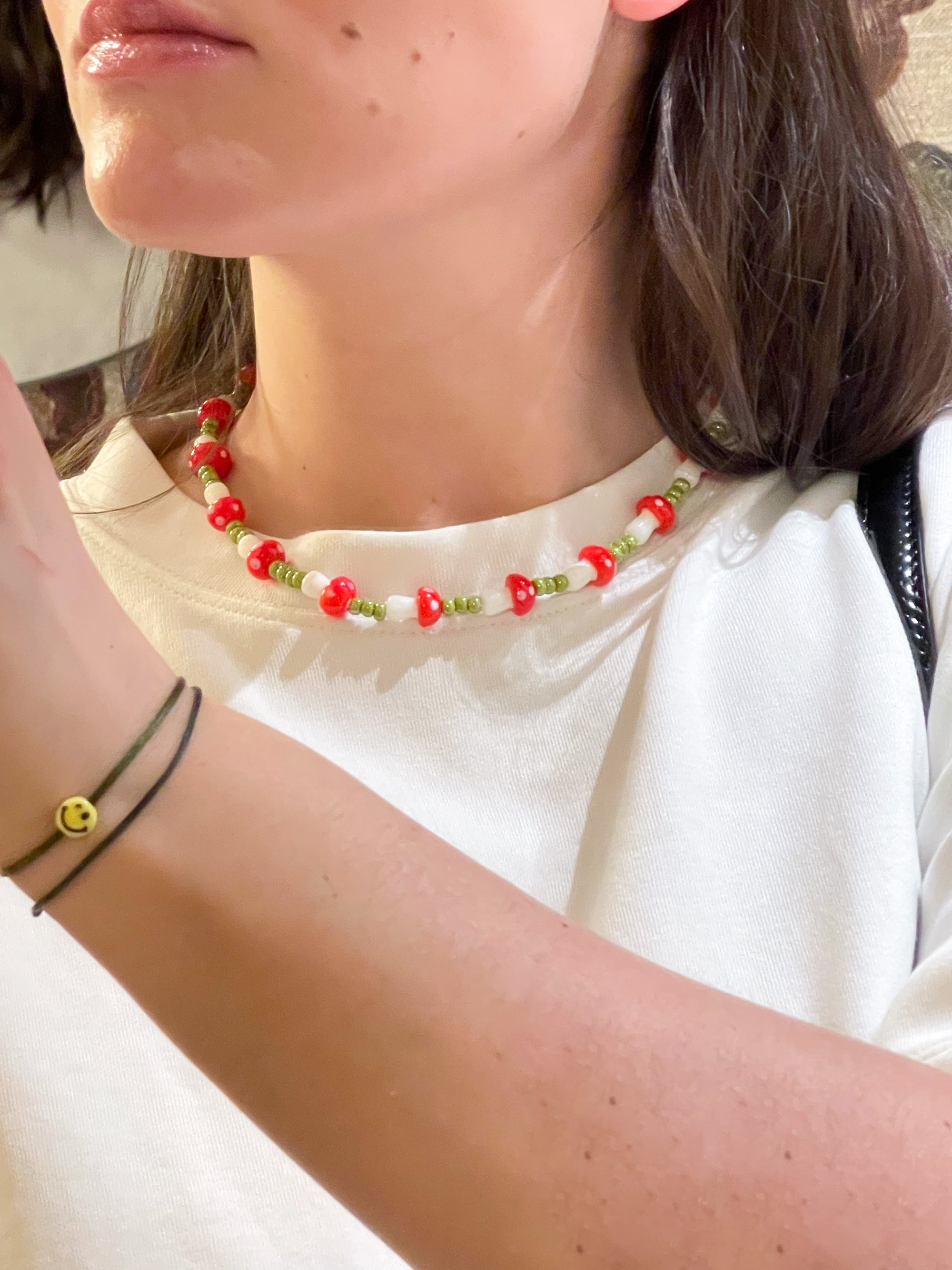 MUSHROOMS BEADED NECKLACE