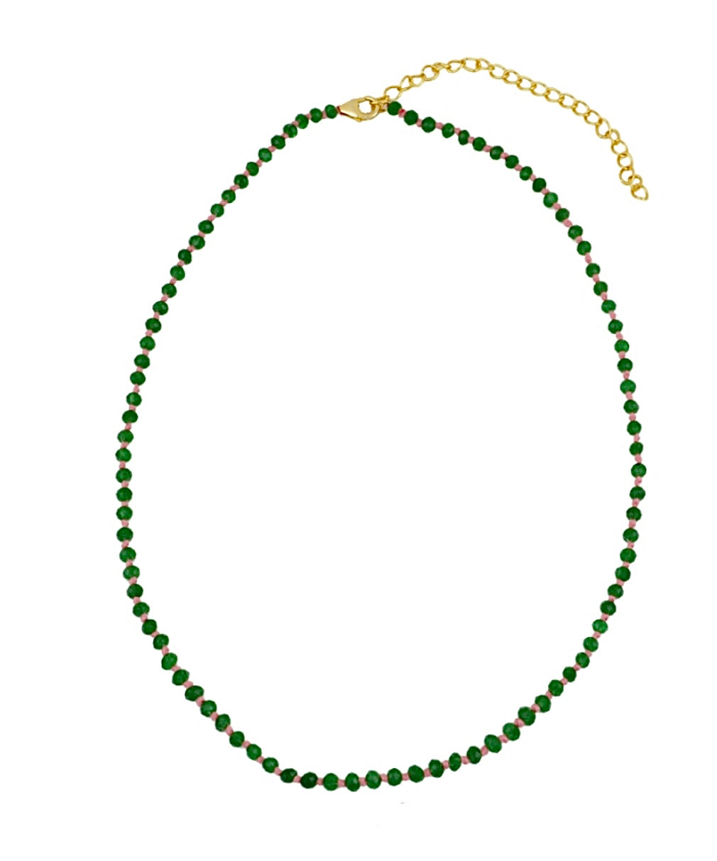 OLGA NECKLACE ONICE VERDE/FILO ROSA PRE-ORDINE