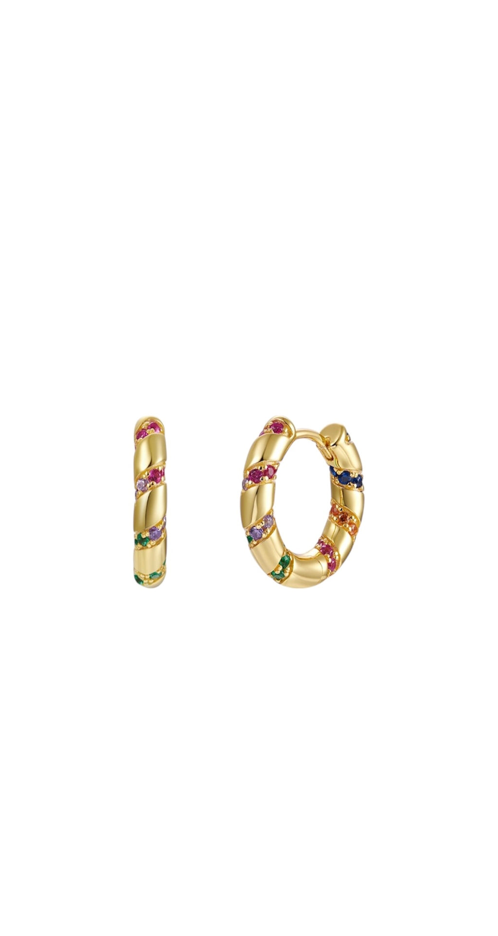COLORFUL ZIRCON TWIST HOOPS