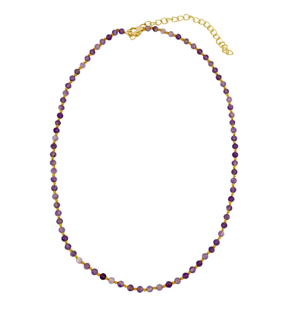 OLGA NECKLACE AMETISTA/FILO ARANCIO PRE-ORDINE