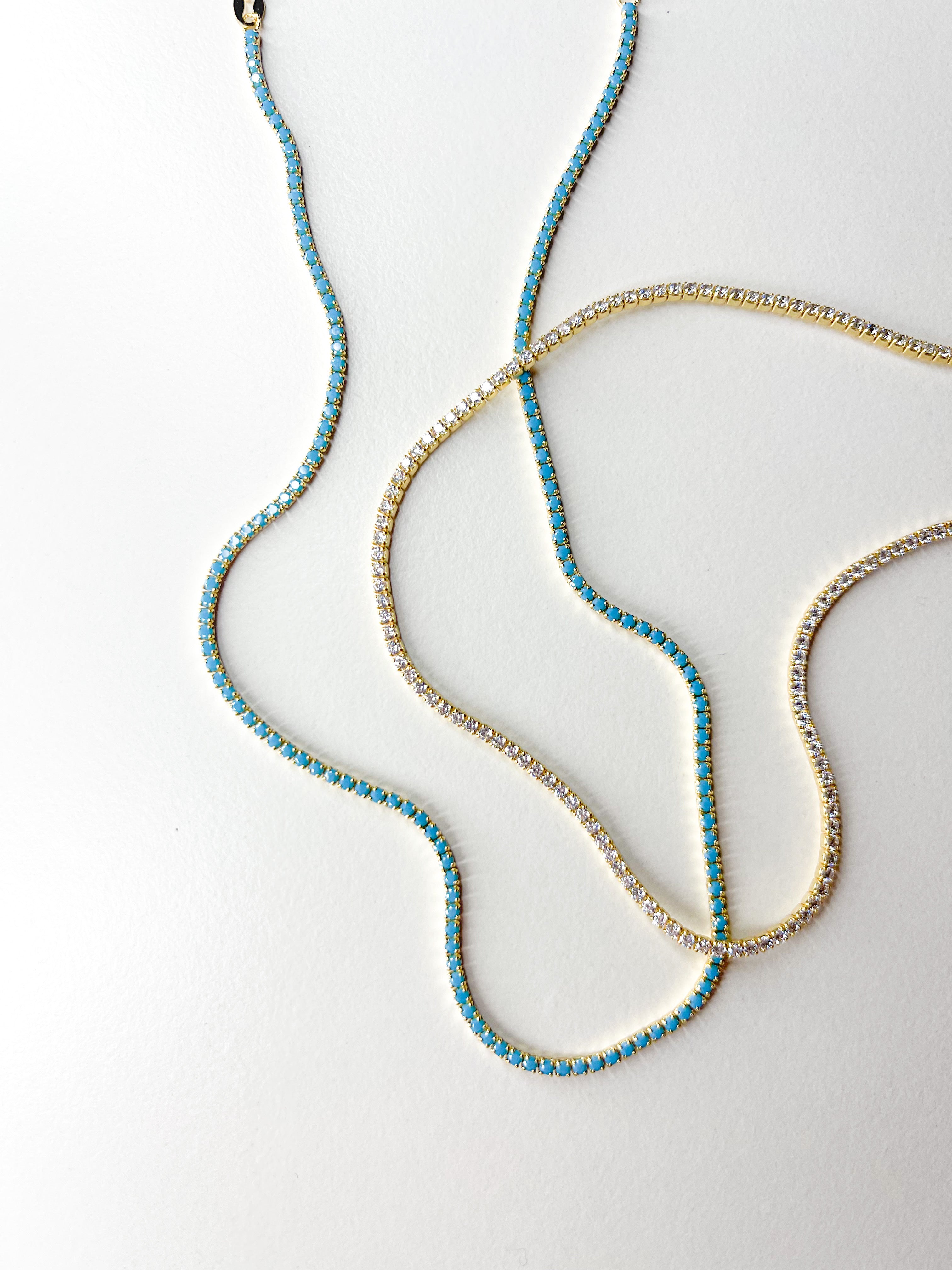 WHITE TENNIS COLLIER GOLD