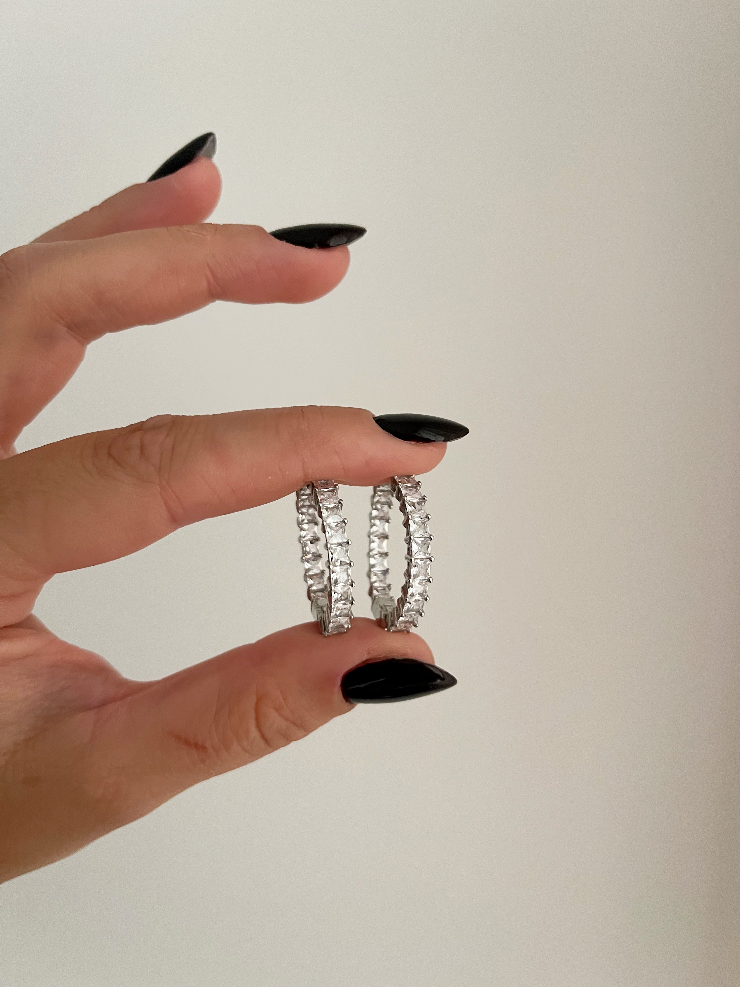 ZIRCONIA HOOPS ORO/ARGENTO