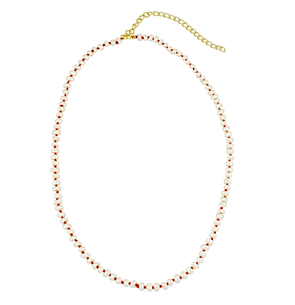 OLGA NECKLACE PERLE/FILO ARANCIO PRE-ORDINE