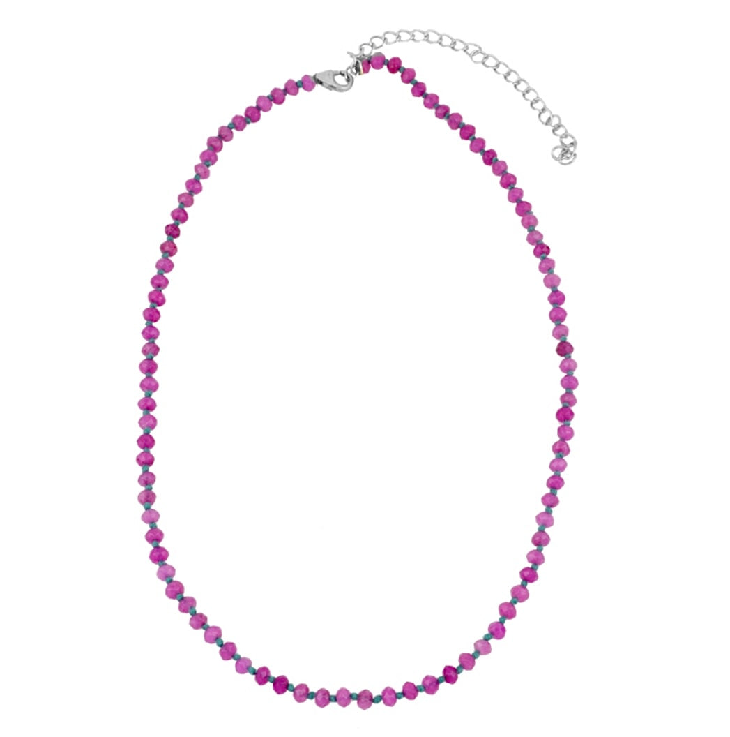 OLGA NECKLACE CALCEDONIA FUCSIA/FILO PETROLIO PRE-ORDINE