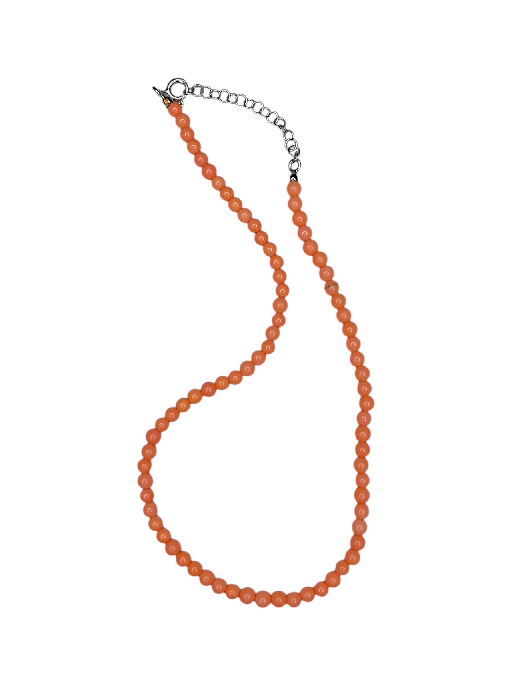 PEACHY CORAL NECKLACE SILVER