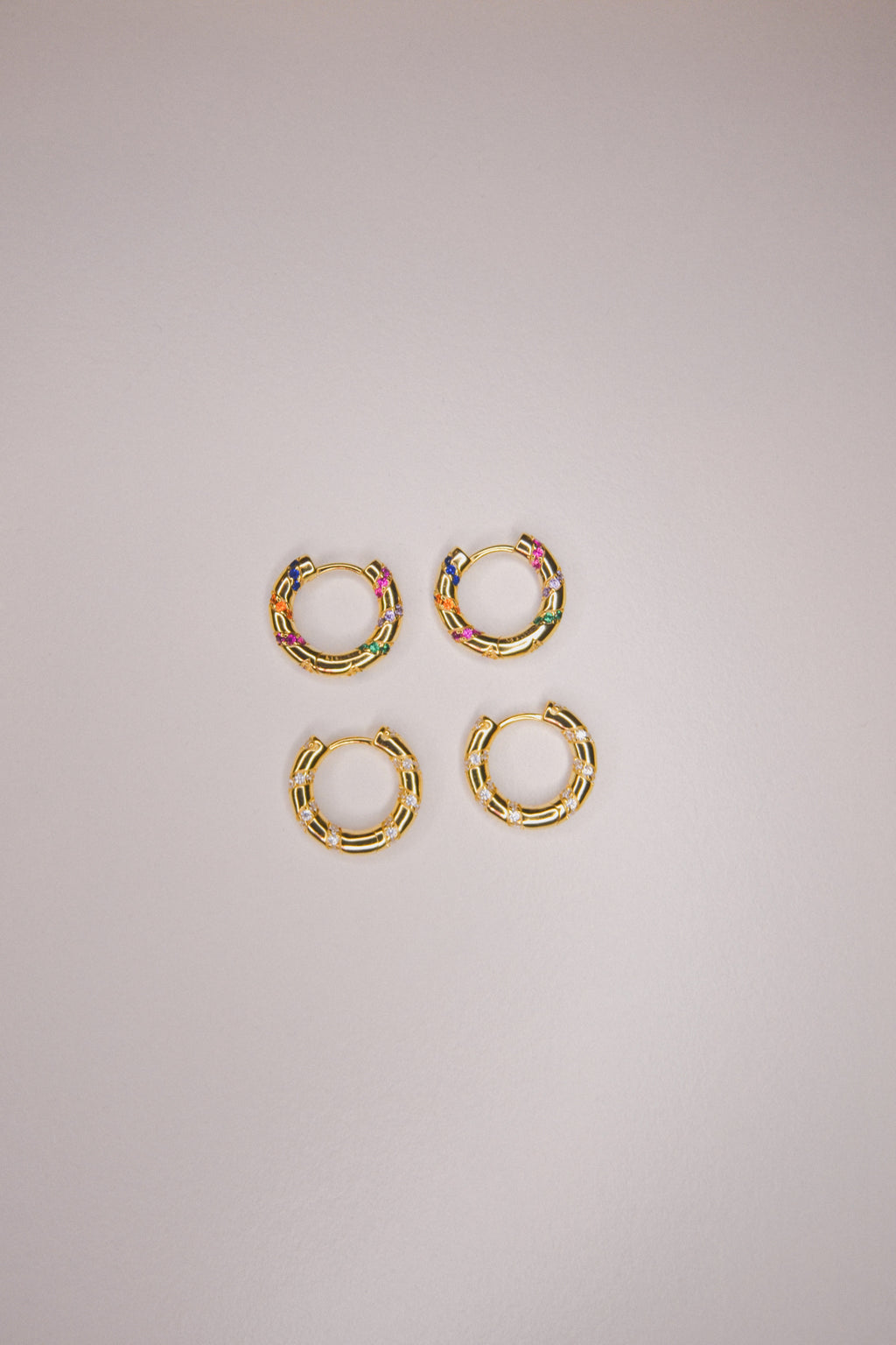 COLORFUL ZIRCON TWIST HOOPS