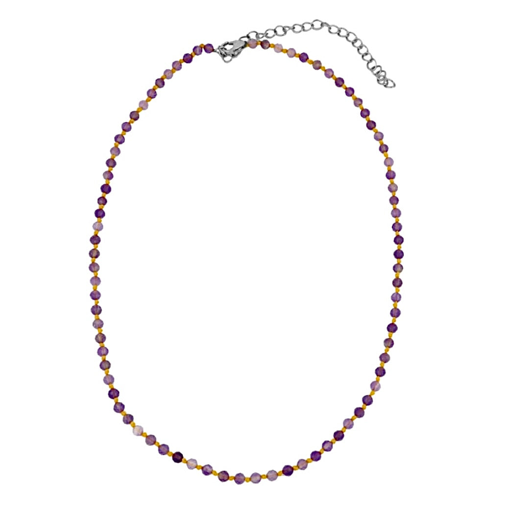 OLGA NECKLACE AMETISTA/FILO ARANCIO PRE-ORDINE
