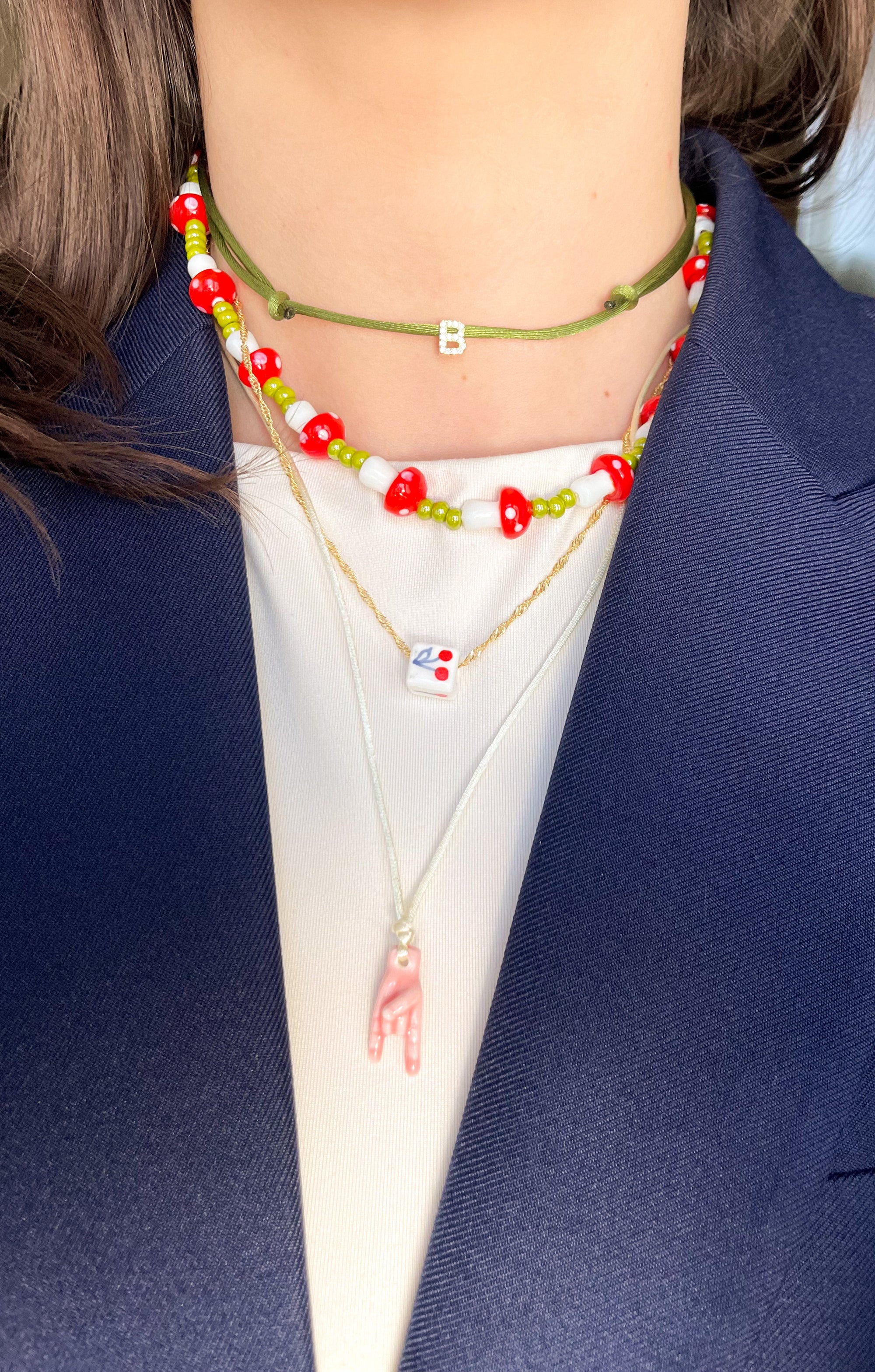 MUSHROOMS BEADED NECKLACE