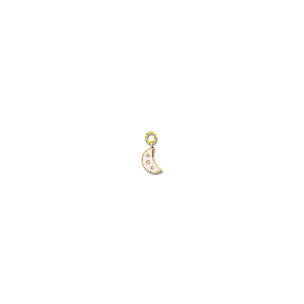 PINK ENAMEL MOON PENDANT