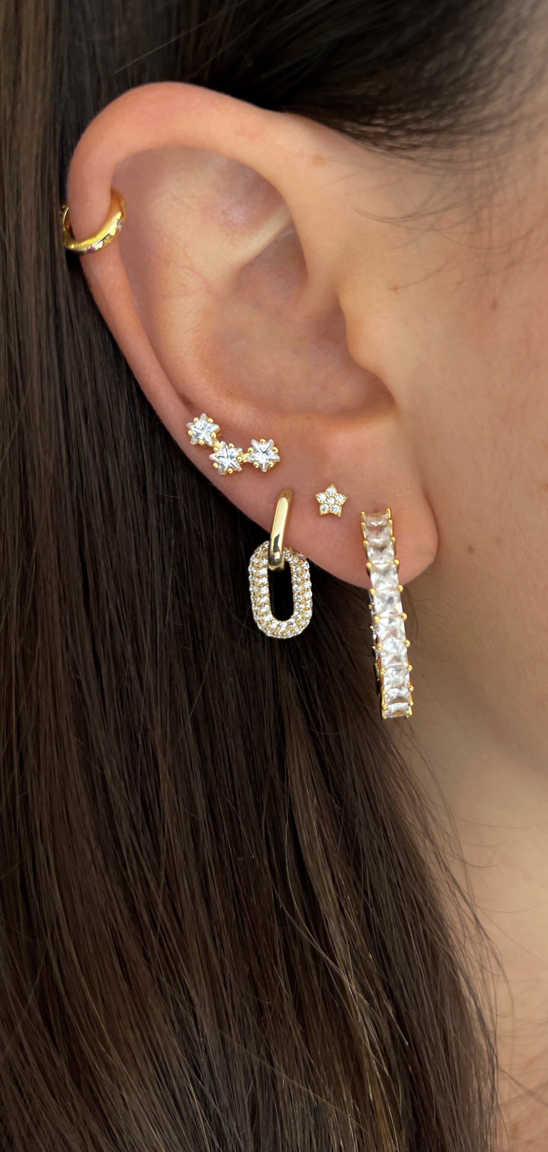 THREE STARS EARRINGS ORO/ARGENTO