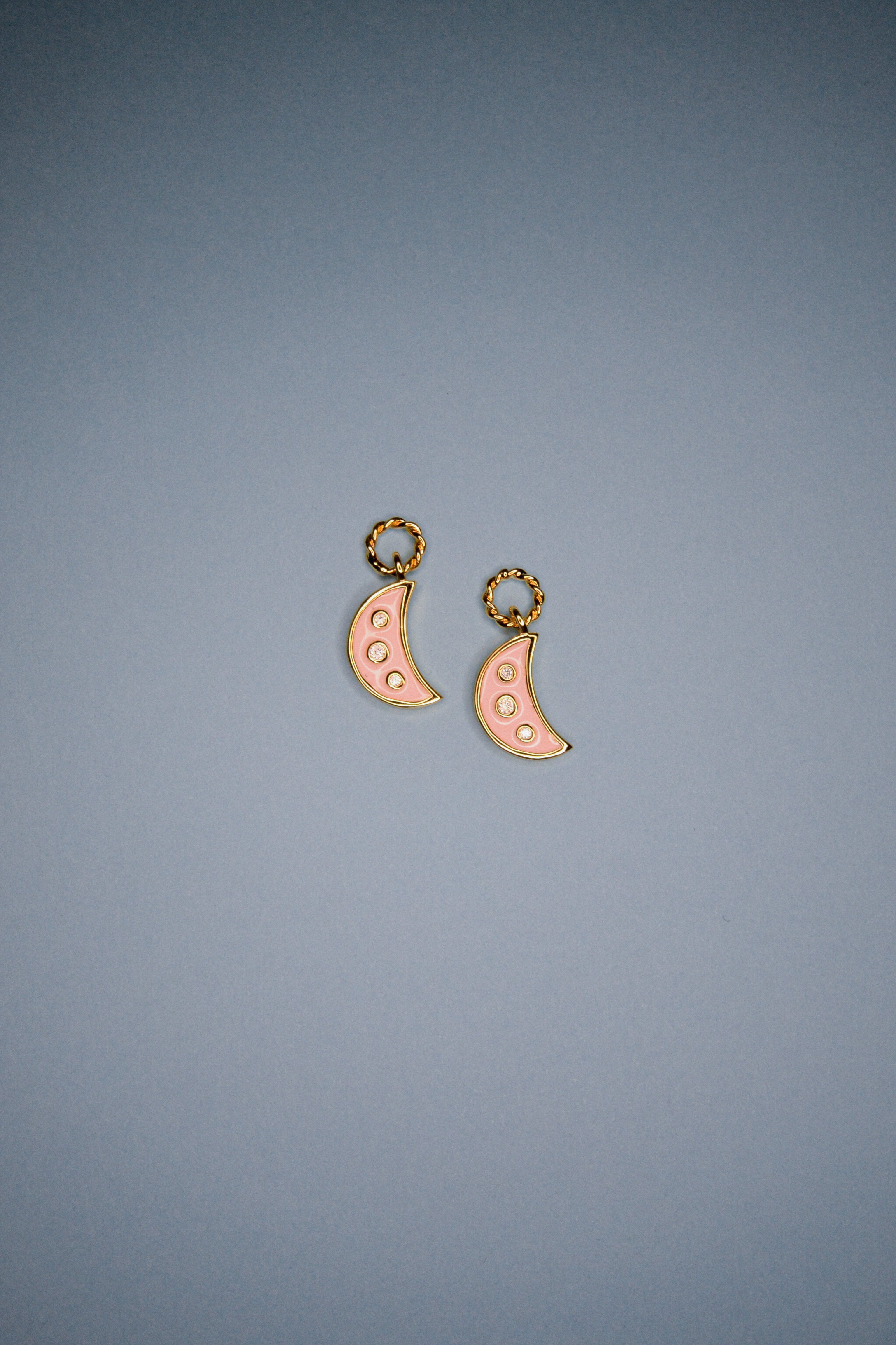 PINK ENAMEL MOON PENDANT