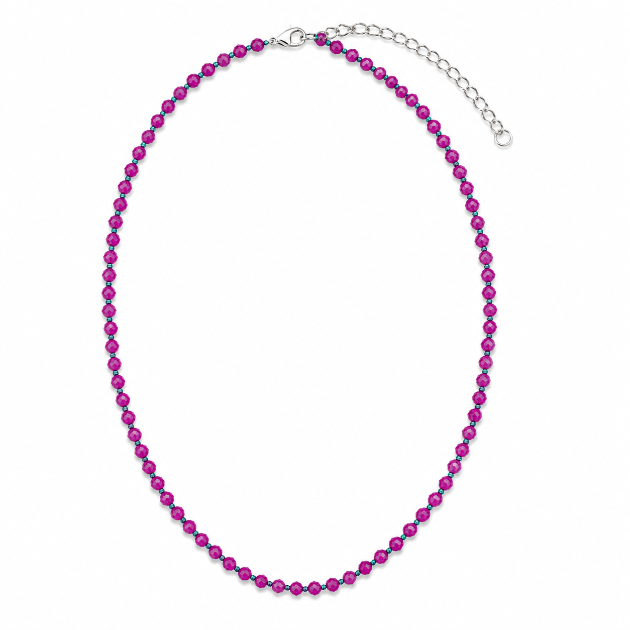 OLGA NECKLACE CALCEDONIA FUCSIA/FILO PETROLIO PRE-ORDINE