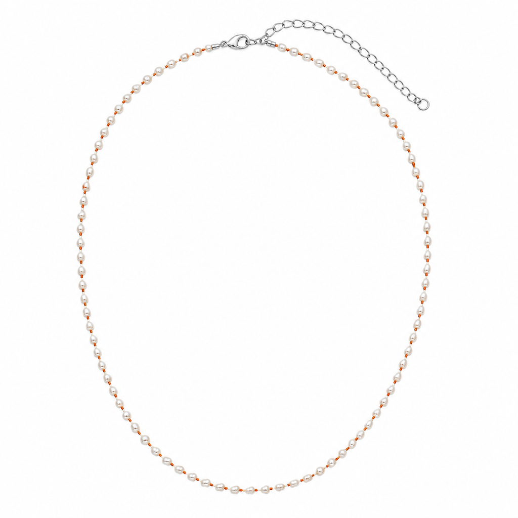 OLGA NECKLACE PERLE/FILO ARANCIO PRE-ORDINE