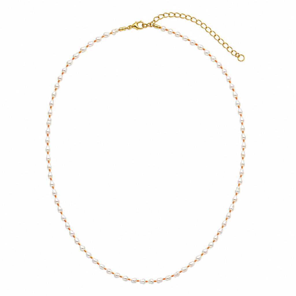 OLGA NECKLACE PERLE/FILO ARANCIO PRE-ORDINE