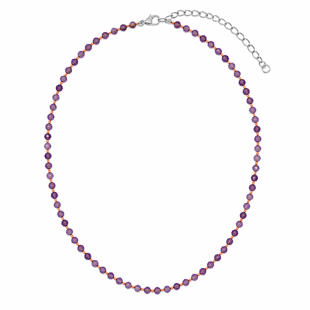 OLGA NECKLACE AMETISTA/FILO ARANCIO PRE-ORDINE