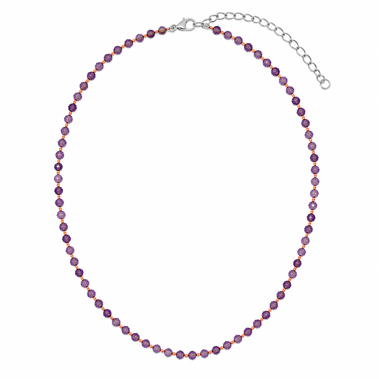 OLGA NECKLACE AMETISTA/FILO ARANCIO PRE-ORDINE