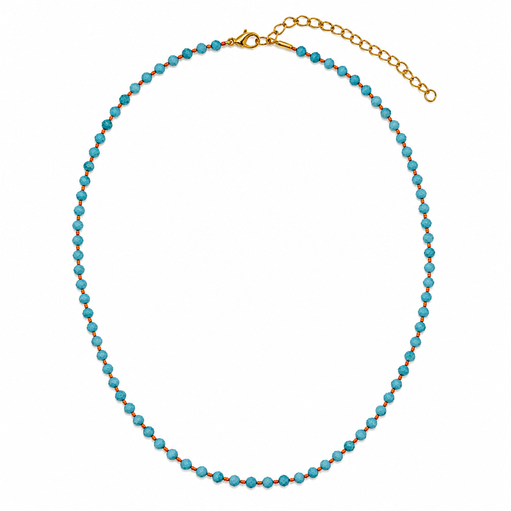 OLGA NECKLACE TURCHESE/FILO ARANCIO PRE-ORDINE