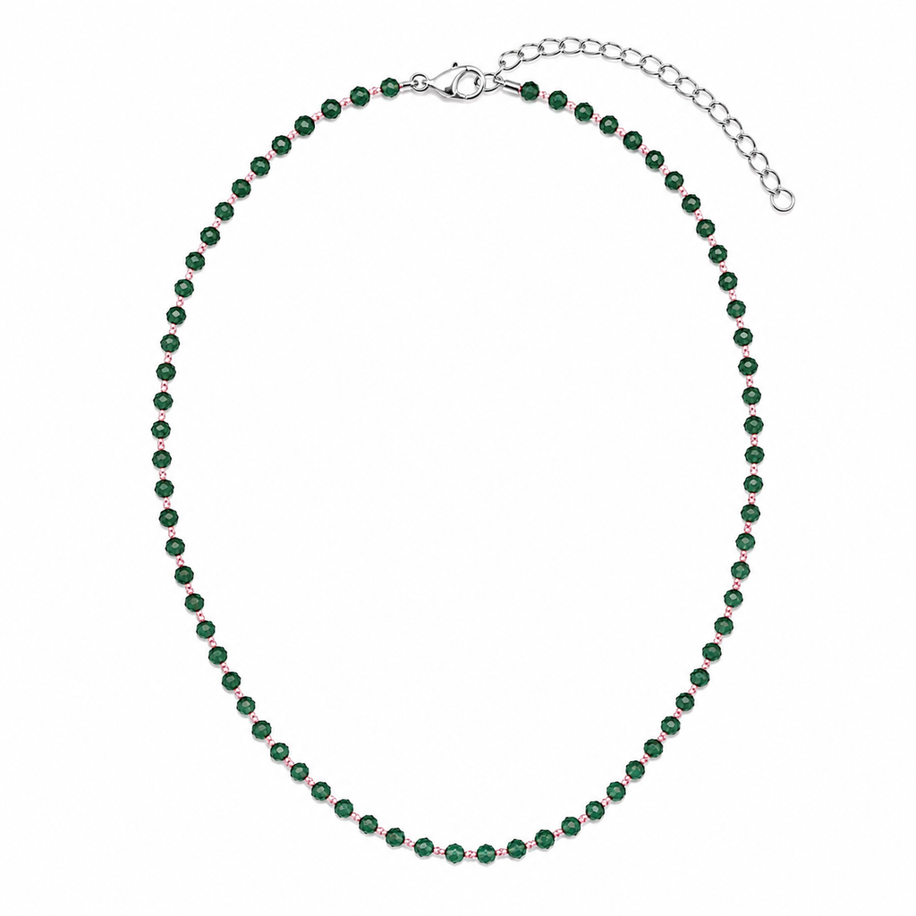 OLGA NECKLACE ONICE VERDE/FILO ROSA PRE-ORDINE