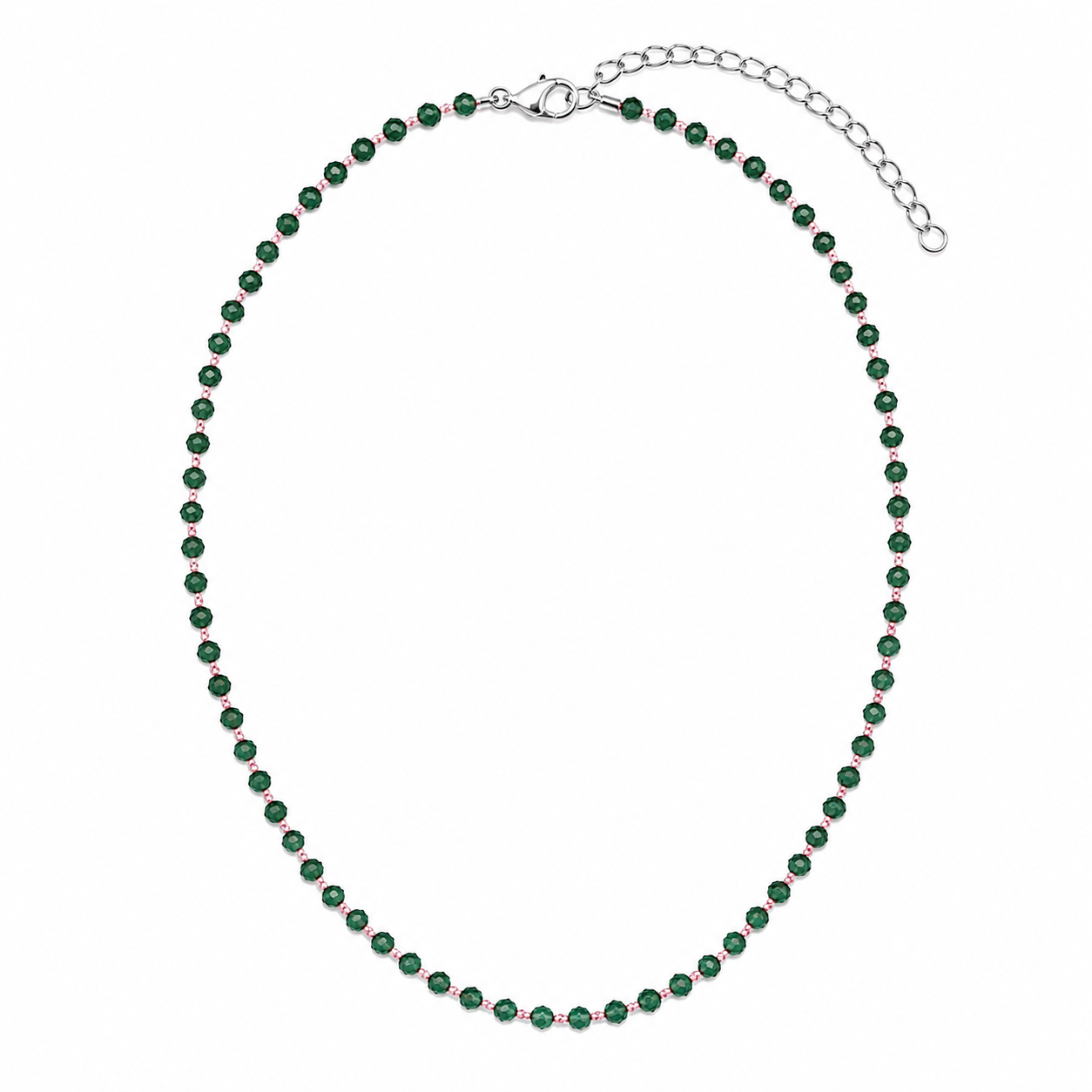 OLGA NECKLACE ONICE VERDE/FILO ROSA PRE-ORDINE