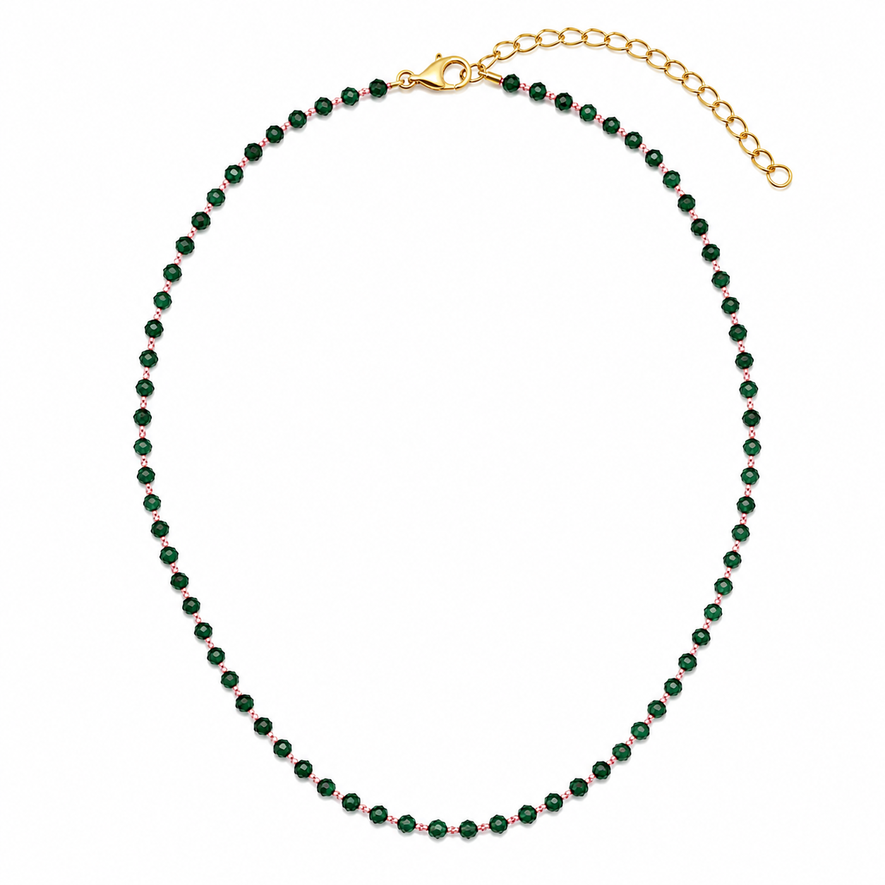 OLGA NECKLACE ONICE VERDE/FILO ROSA PRE-ORDINE