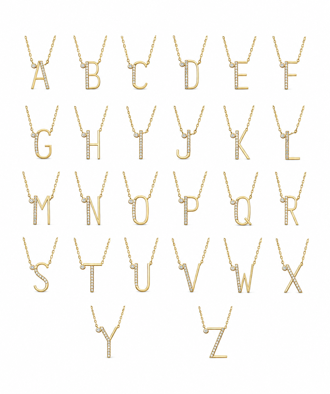 ZIRCON LETTER NECKLACE
