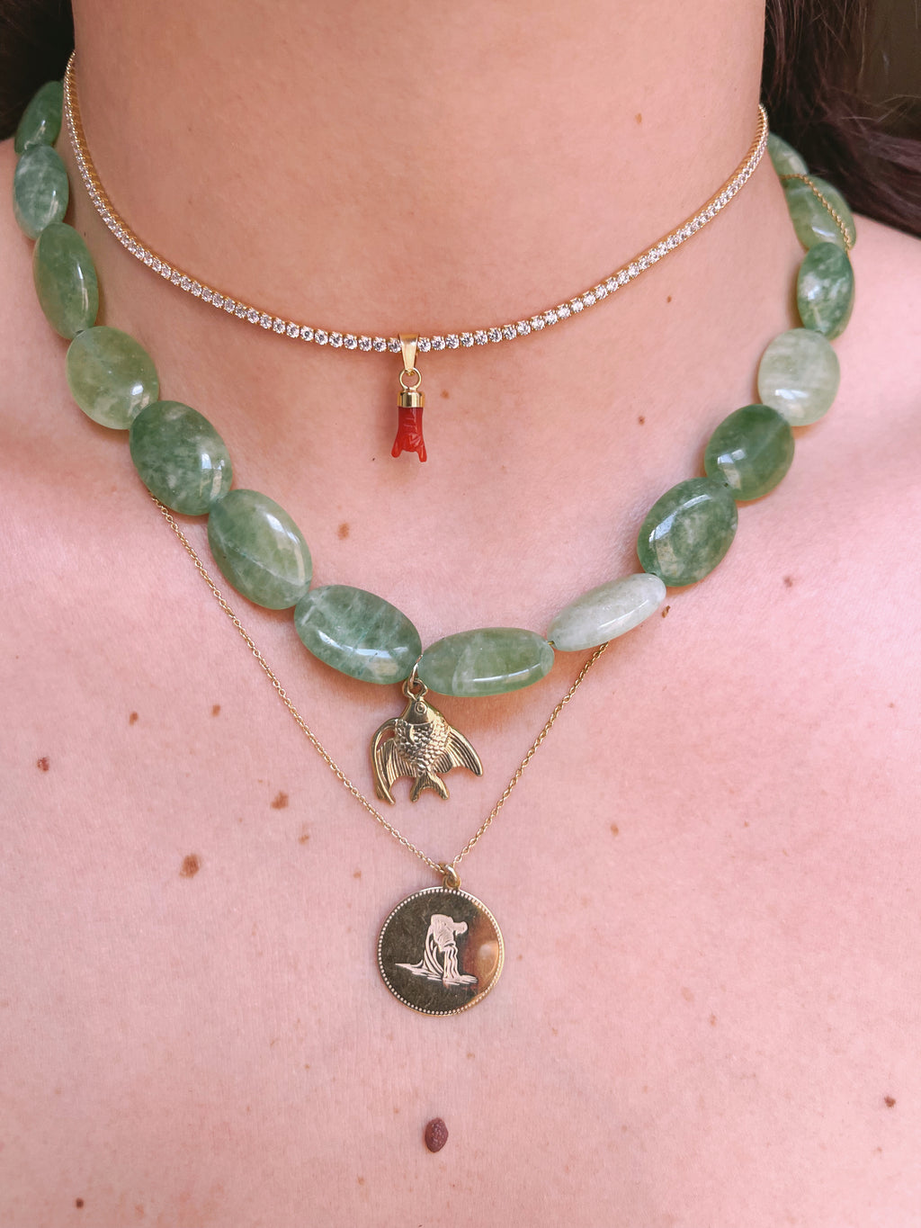 JADE NECKLACE OLIVE GREEN